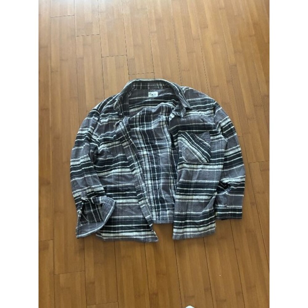 Elwood flannel plaid gray black shirt men's medium